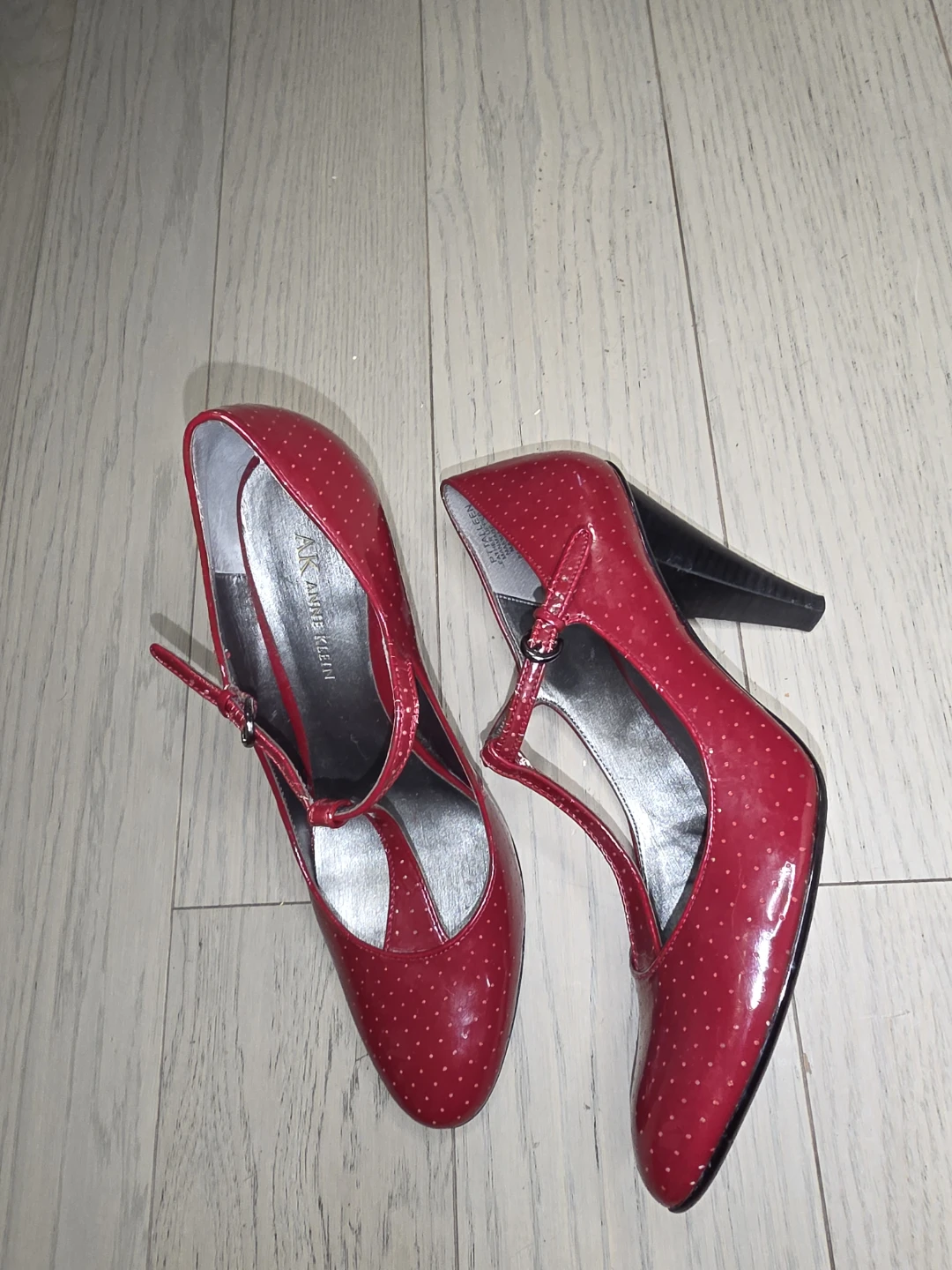 Anne Klein Red Polka Dot Heels Size 8M - photo 3