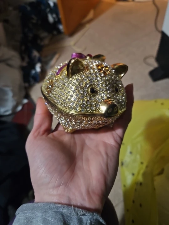 Jeweled Piggy Bank Trinket Box - photo 2