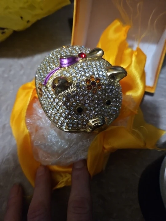 Jeweled Piggy Bank Trinket Box - photo 3