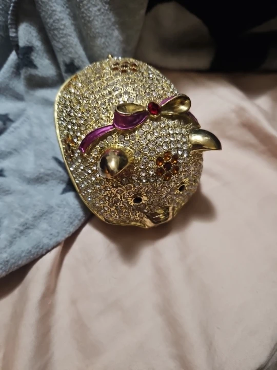 Jeweled Piggy Bank Trinket Box - photo 4