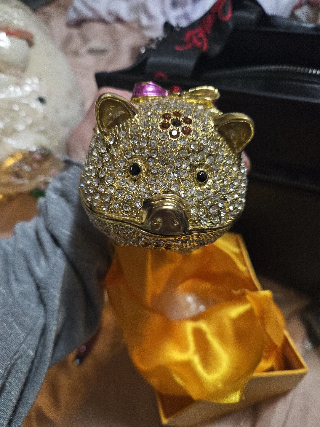 Jeweled Piggy Bank Trinket Box - photo 5