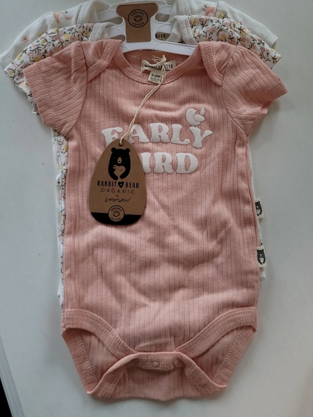 Rabbit & Bear Organic Baby Bodysuits - 3-6M