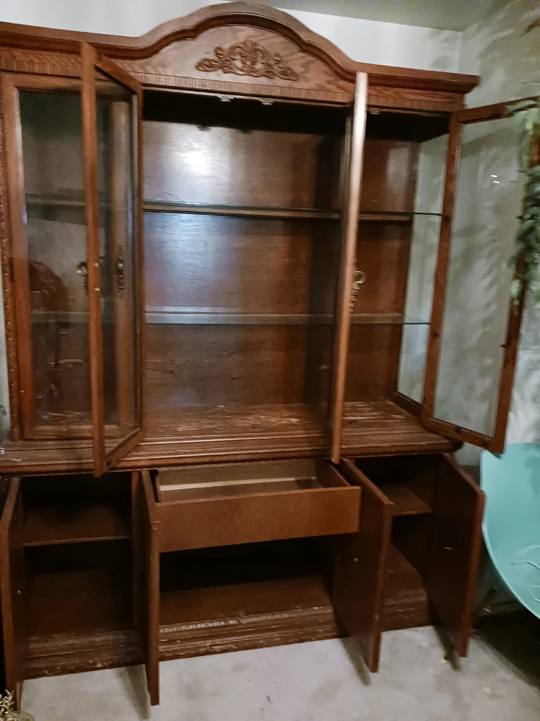 Vintage Wooden China Cabinet with Glass Doors - photo 3