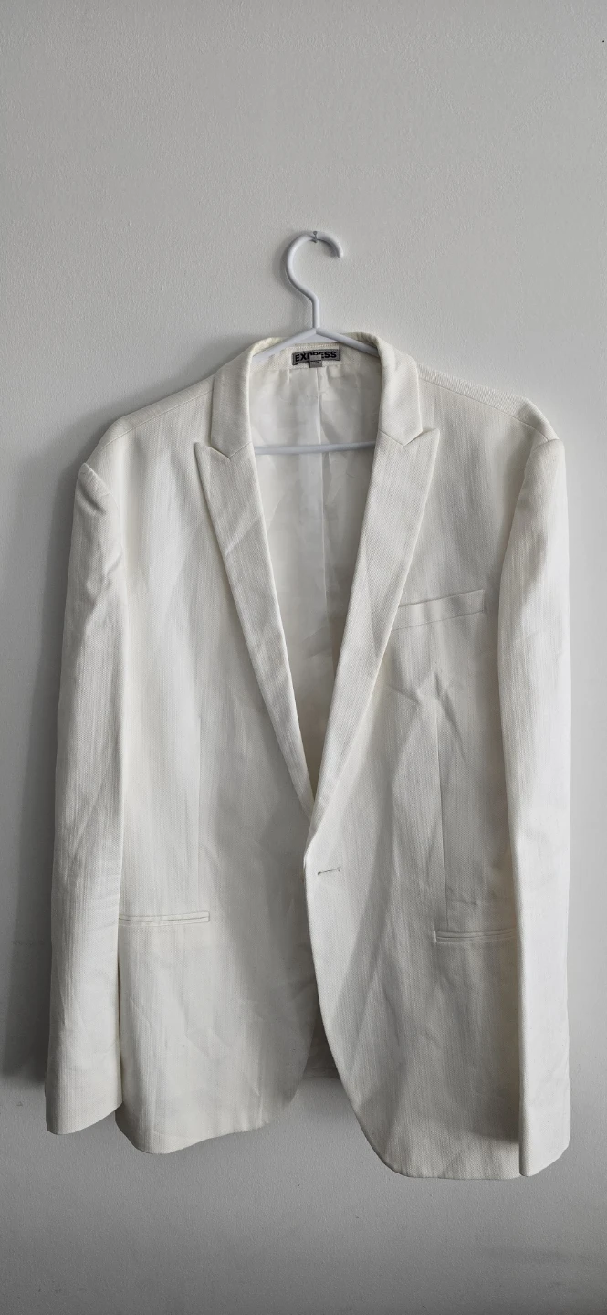 Express Slim Fit Photographer Blazer - White, Size 44 Regular - photo 2