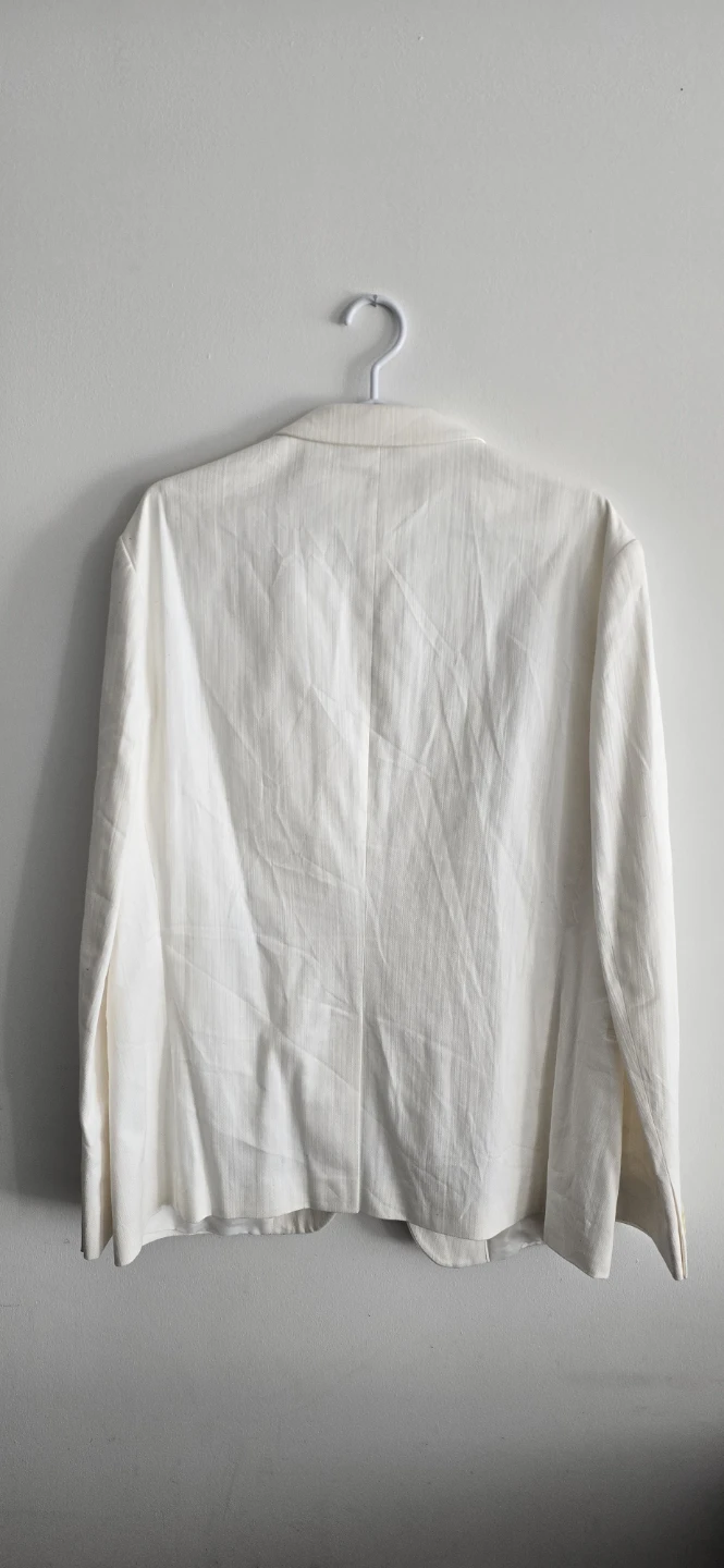 Express Slim Fit Photographer Blazer - White, Size 44 Regular - photo 3