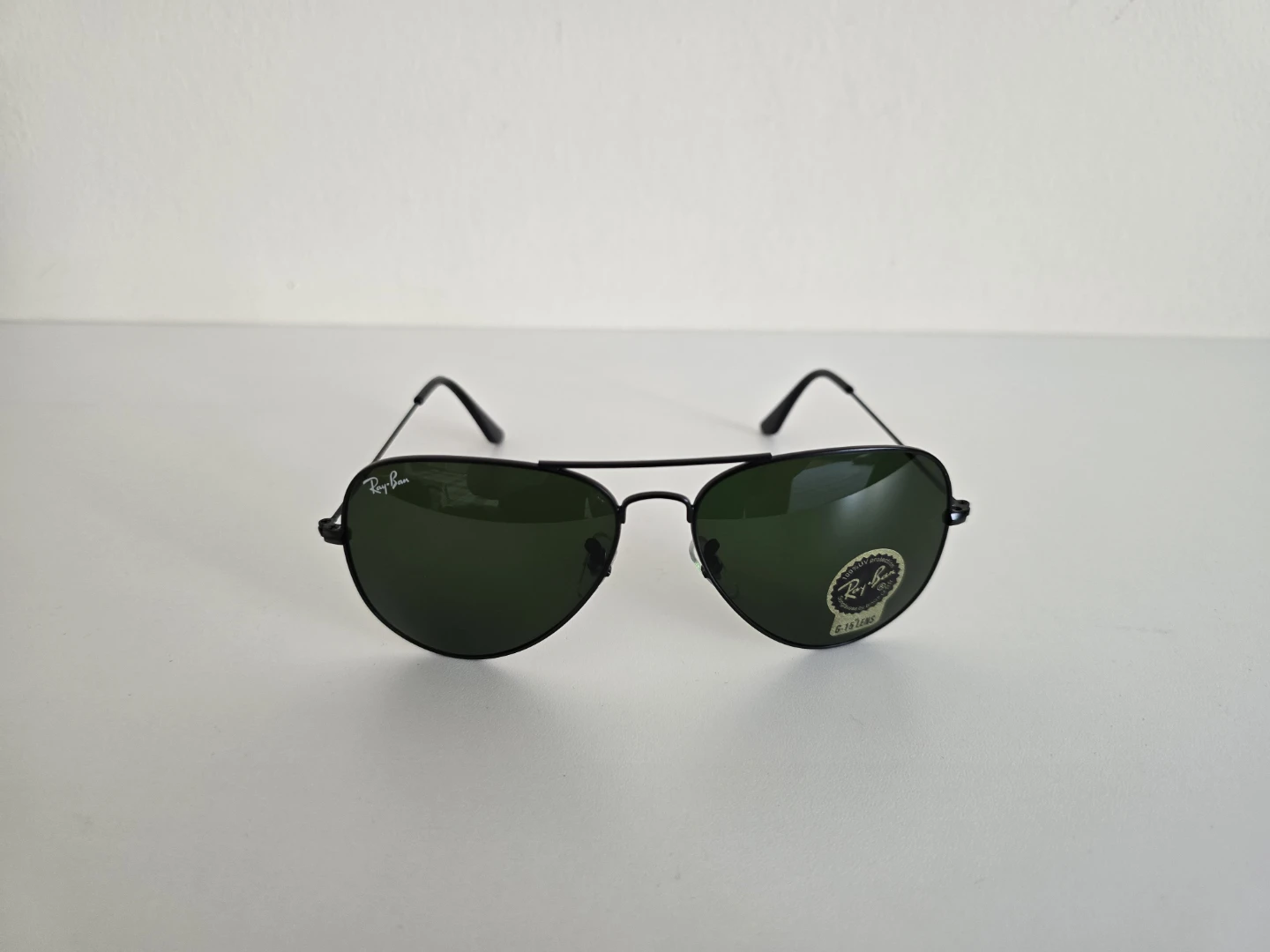 Ray-Ban Aviator Sunglasses Black Green Lens