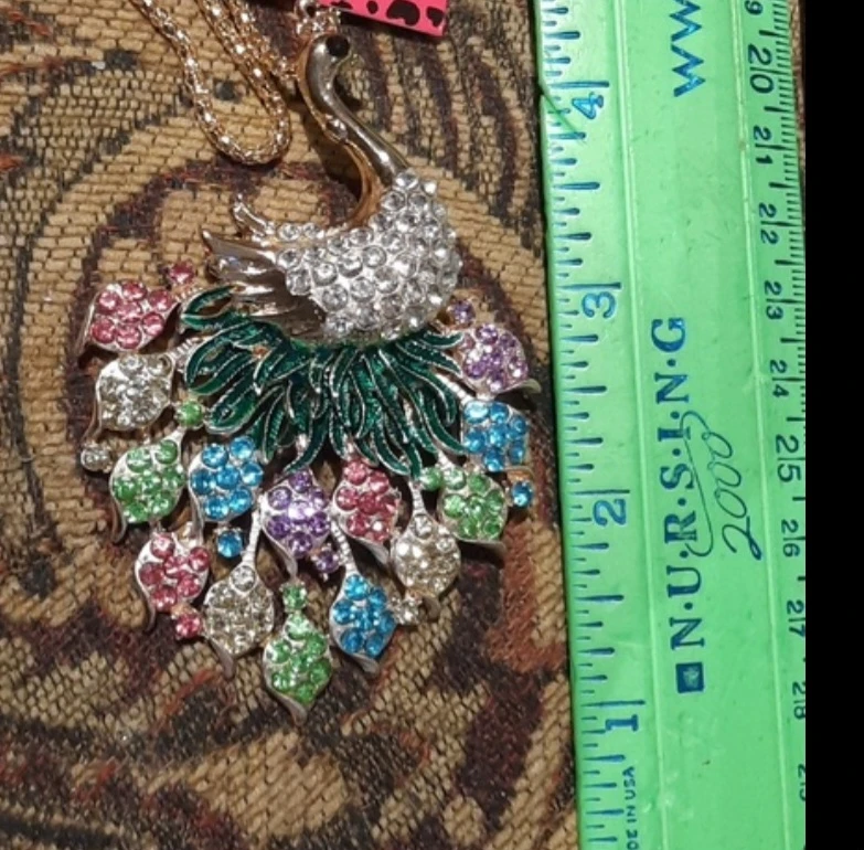 GORGEOUSLY BLINGED OUT PEACOCK NECKLACE