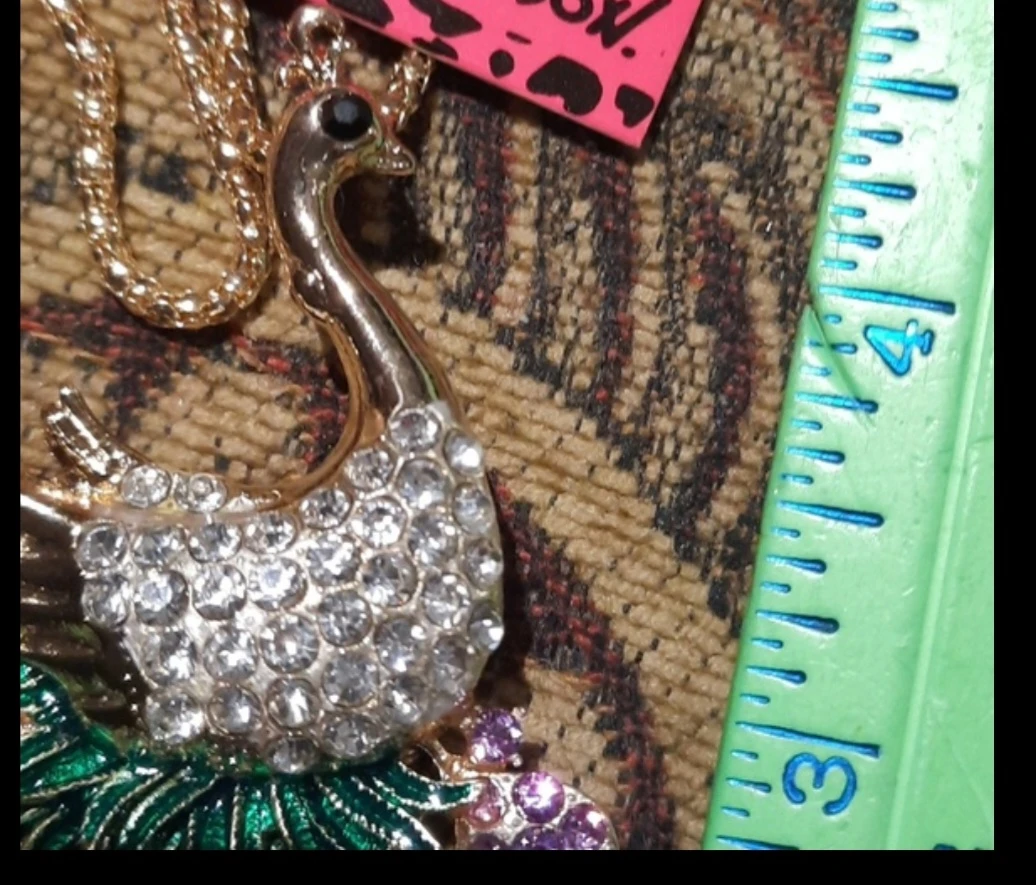 GORGEOUSLY BLINGED OUT PEACOCK NECKLACE - photo 2