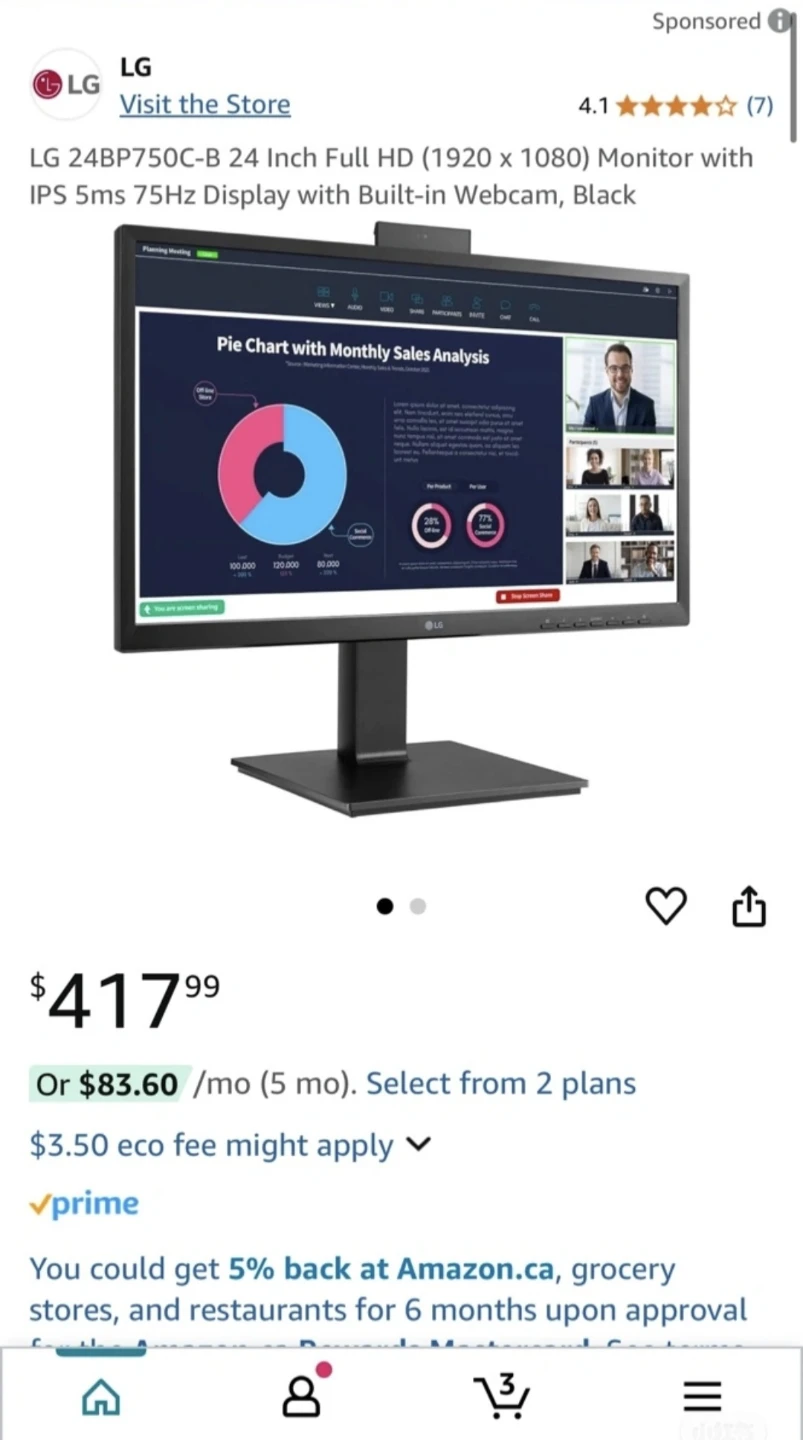 LG 24" Full HD Monitor with Built-in Webcam - photo 5