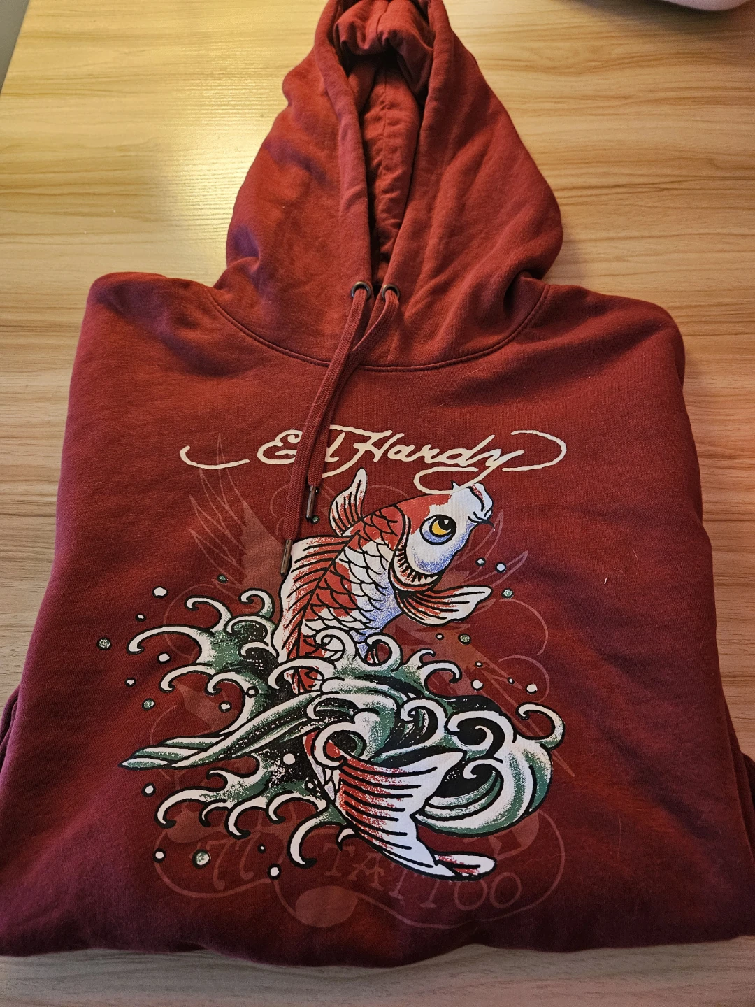 Ed Hardy Koi Fish Hoodie, Cropped - X- Large Womens
