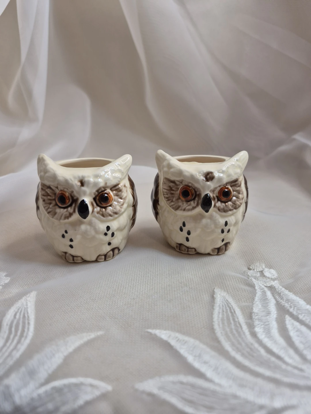 Pair of Vintage Ceramic Owl Toothpick etc. Holders - photo 2