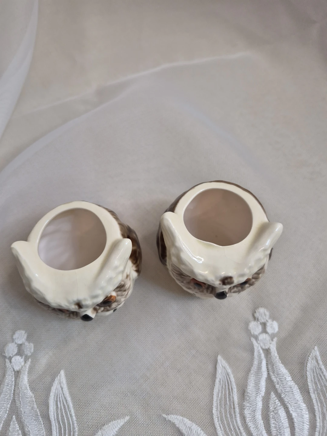 Pair of Vintage Ceramic Owl Toothpick etc. Holders - photo 4