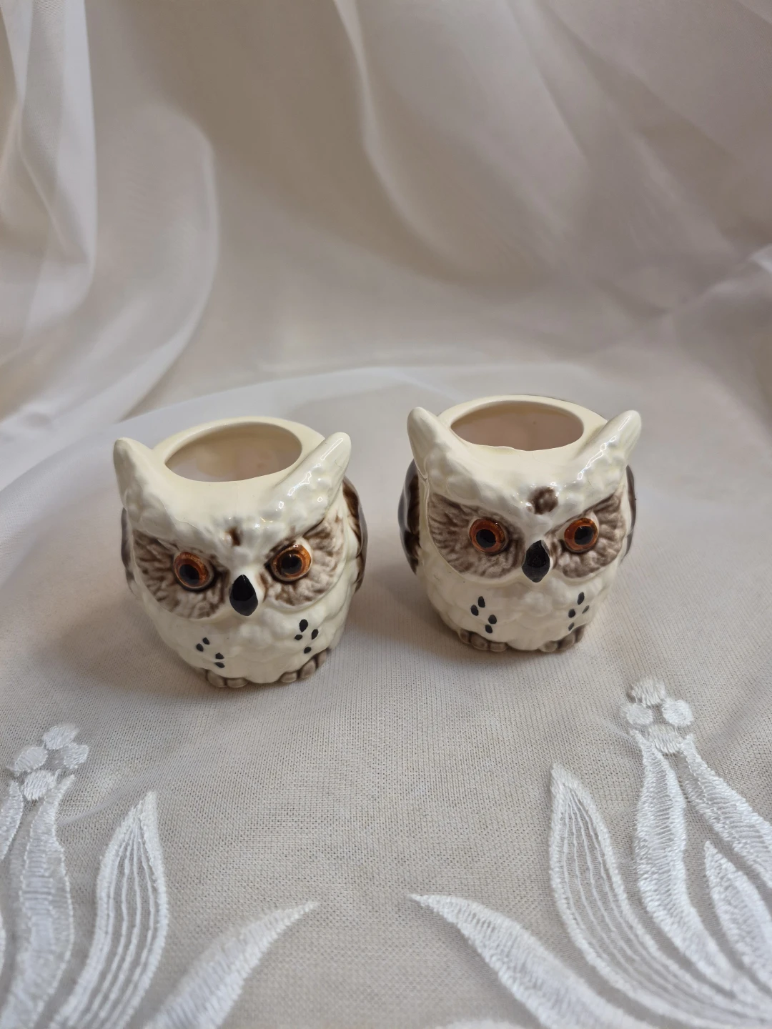 Pair of Vintage Ceramic Owl Toothpick etc. Holders - photo 5