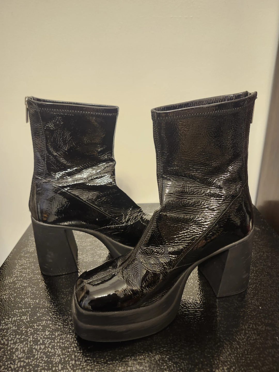 Black Patent Platform Boots