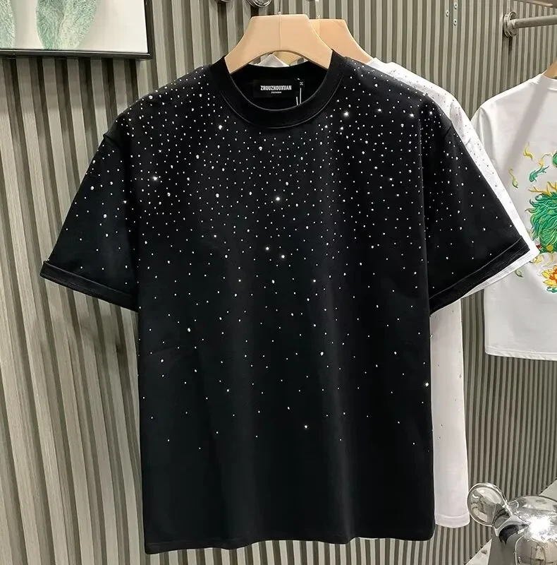 Black T-Shirt with Rhinestone Detail - photo 2