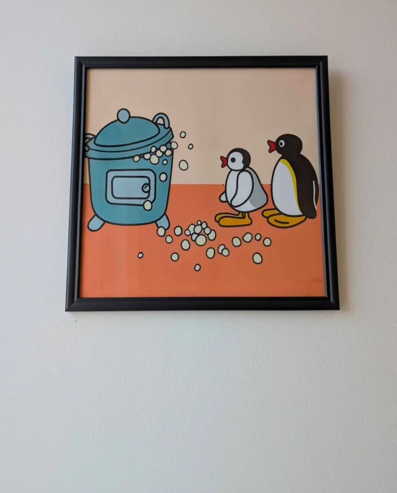 Framed Pingu Pinga Art Print In Square Black Frame (31x31cm)
