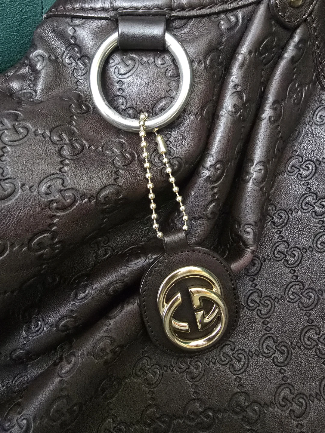 Gucci Embossed Monogram Leather Tote Bag - Brown - photo 2