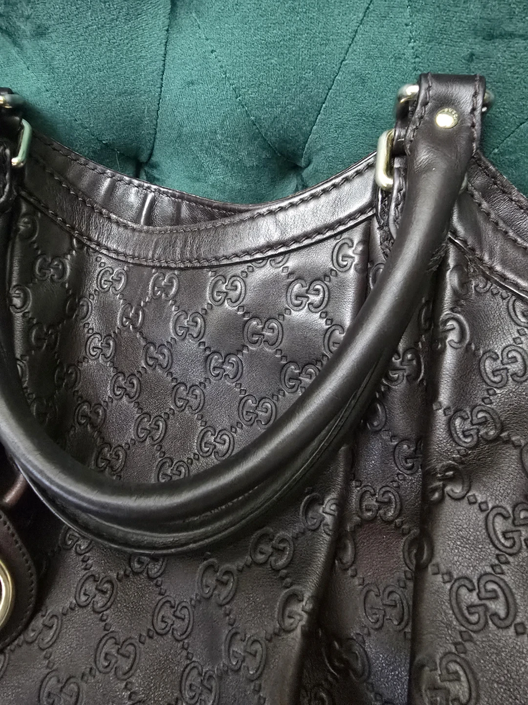 Gucci Embossed Monogram Leather Tote Bag - Brown - photo 3