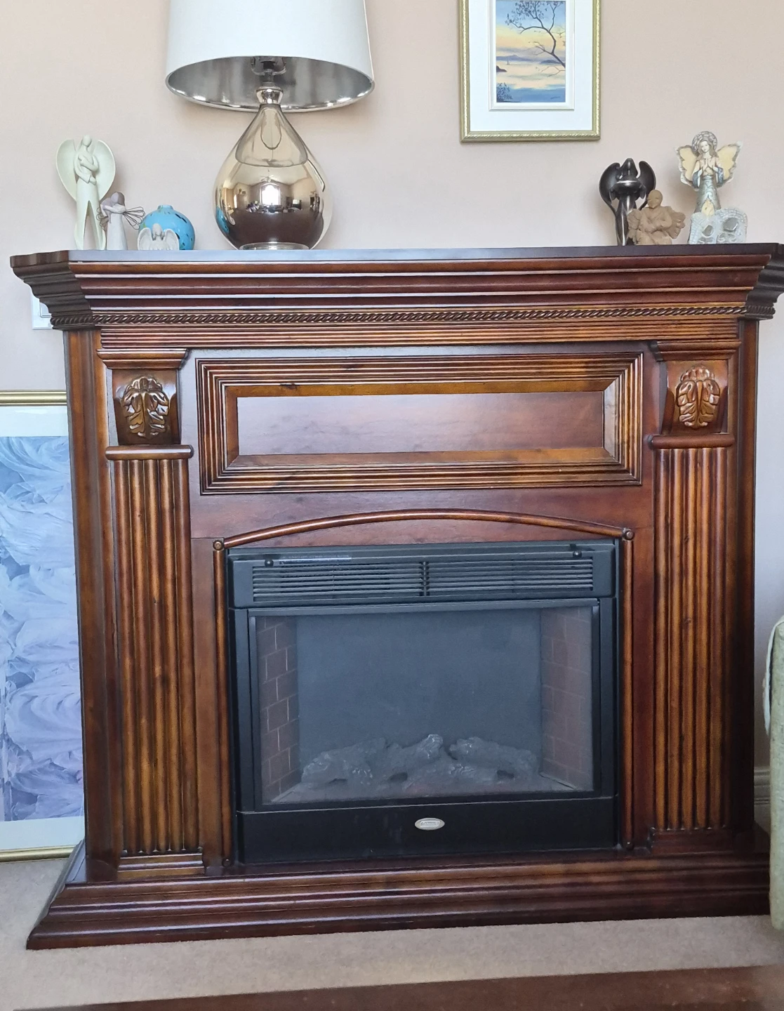 Wooden Fireplace with Electric Insert