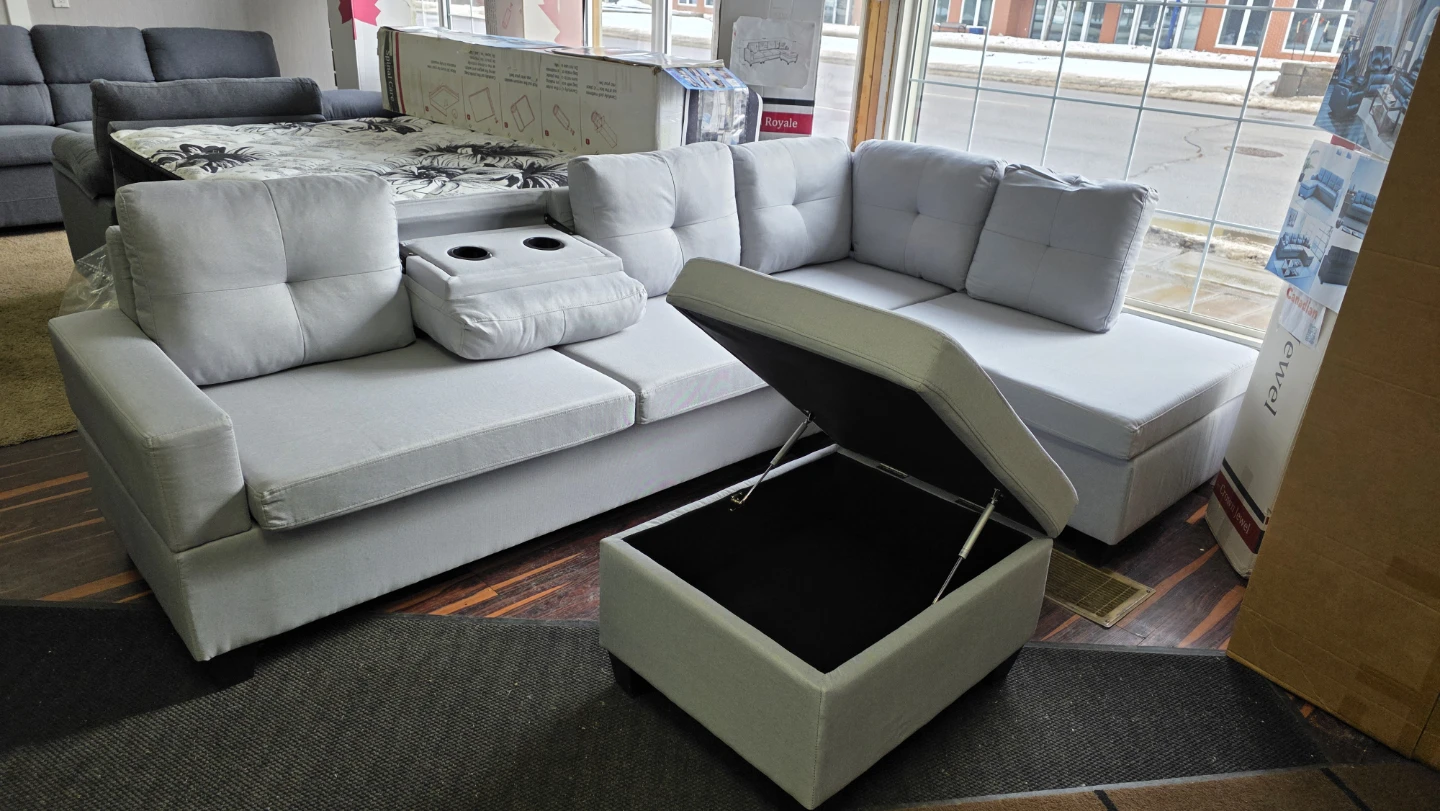Brand new Grey Sectional Sofa with Storage Ottoman. All sealed - photo 2