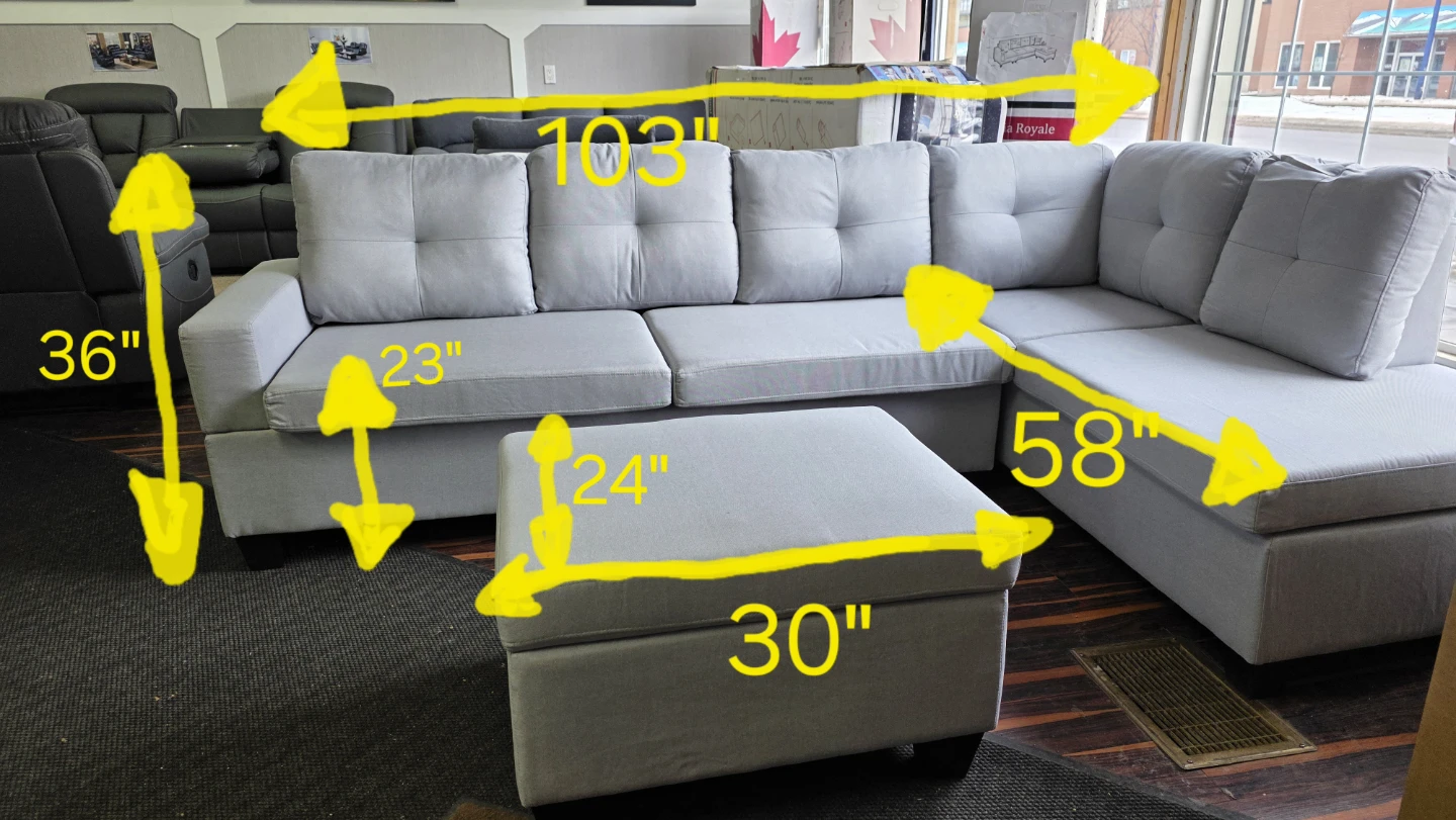Brand new Grey Sectional Sofa with Storage Ottoman. All sealed - photo 5