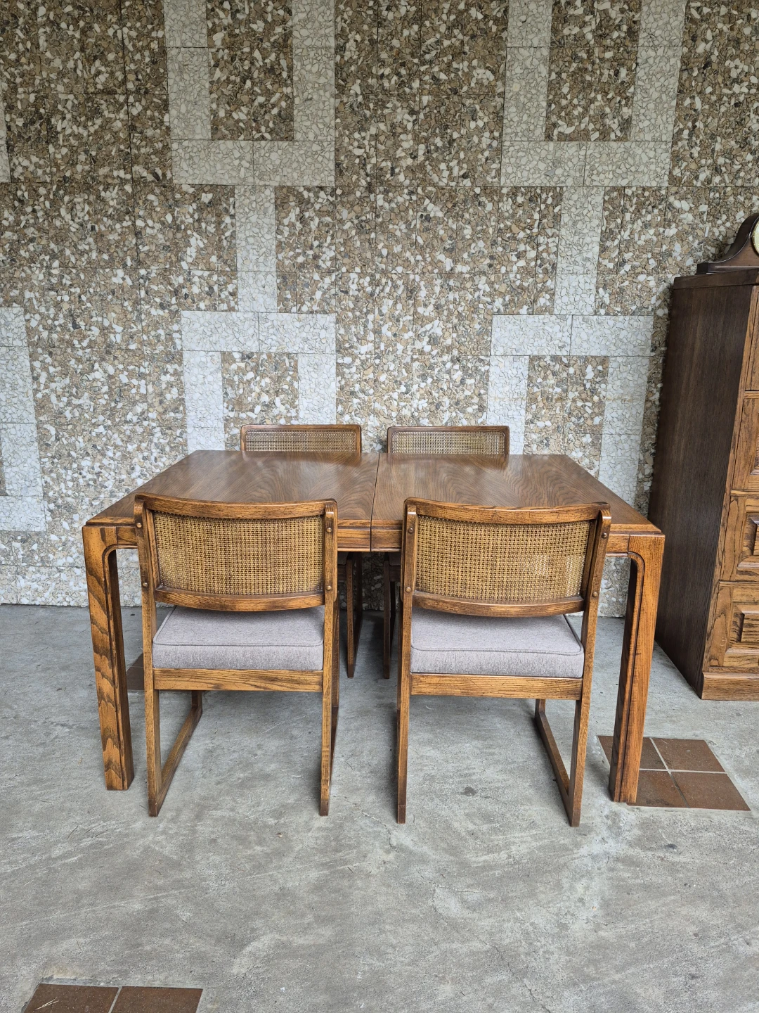 Vintage Oak Dining Table - Expandable Square/Rectangular Table
