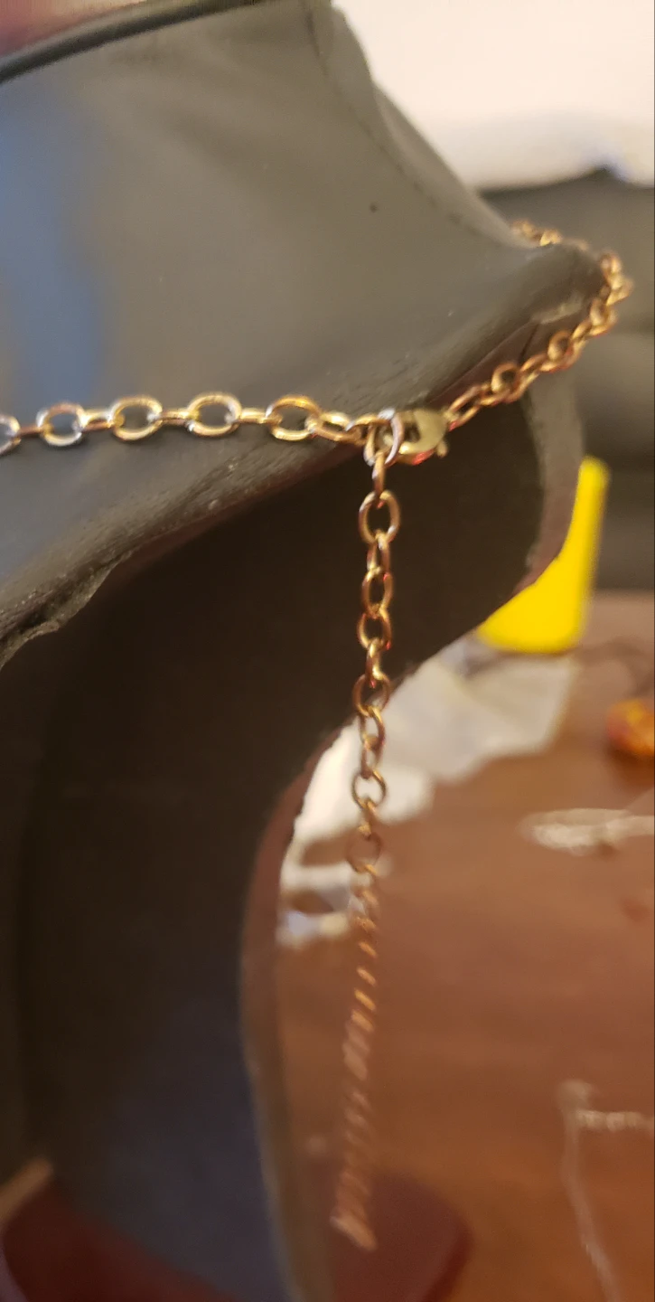 Gold-tone Necklace with Blue Dangle Beads - photo 2