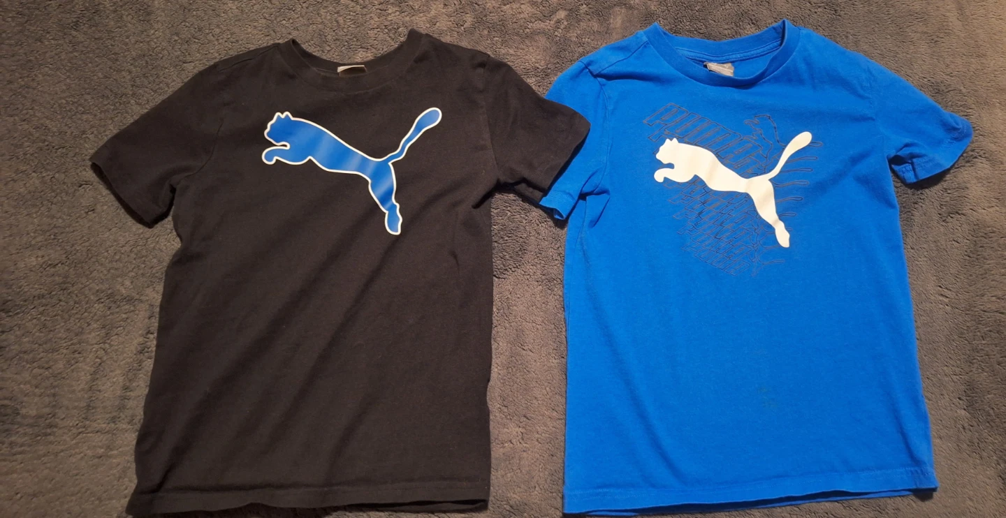 Size 7 Puma Kids T-Shirts (2 Pack) - Black & Blue
