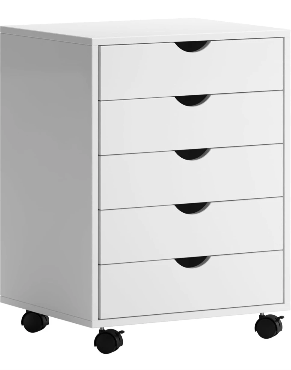 🥕 White 5-Drawer Rolling Storage Cabinet