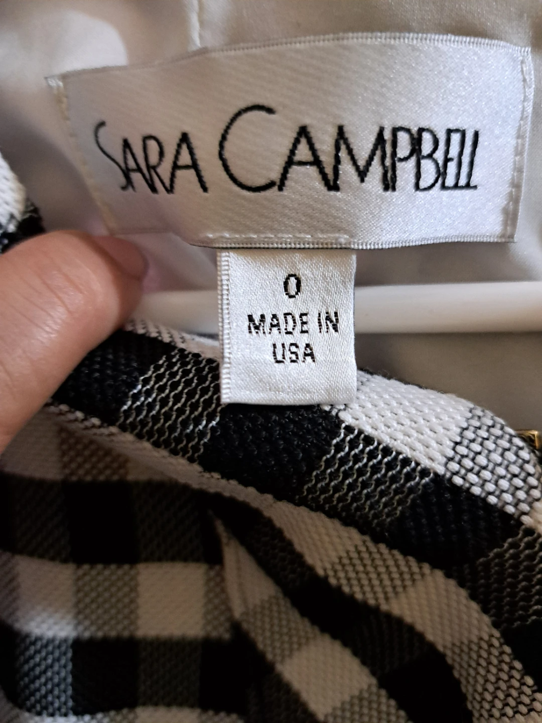 Sara Campbell Black & White Gingham Dress Size 0 - photo 4