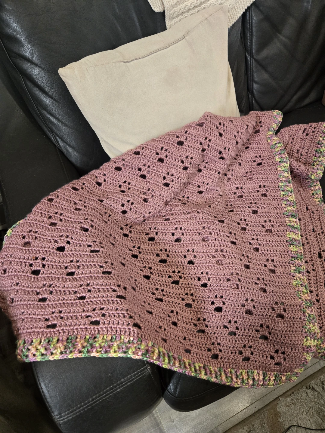 Handmade Crocheted Paw Print Throw - photo 3