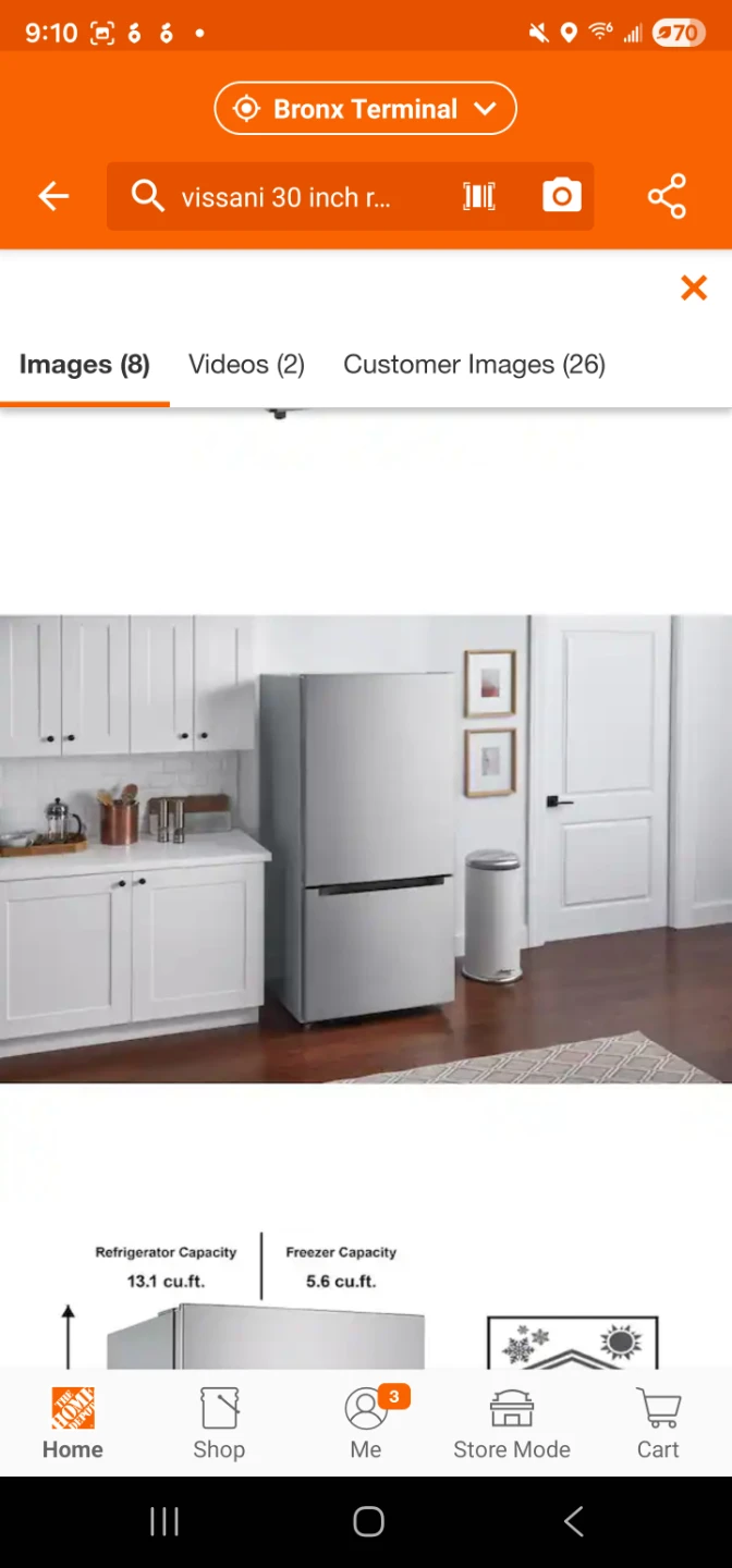 New Vissani 30in Stainless steel bottom freezer refrigerator