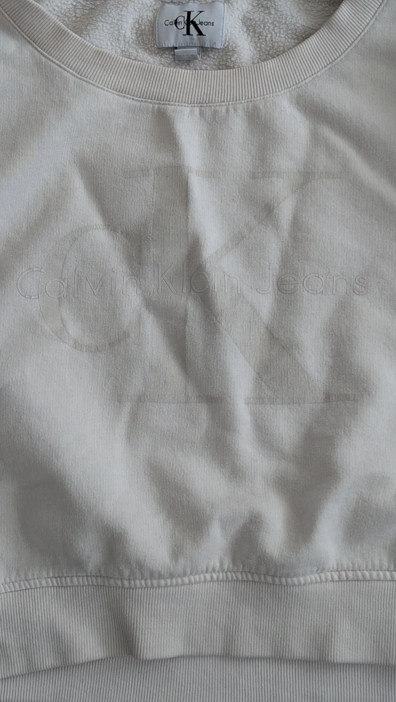 Woman's Calvin Klein - Cropped Sweatshirt - Cream - photo 3
