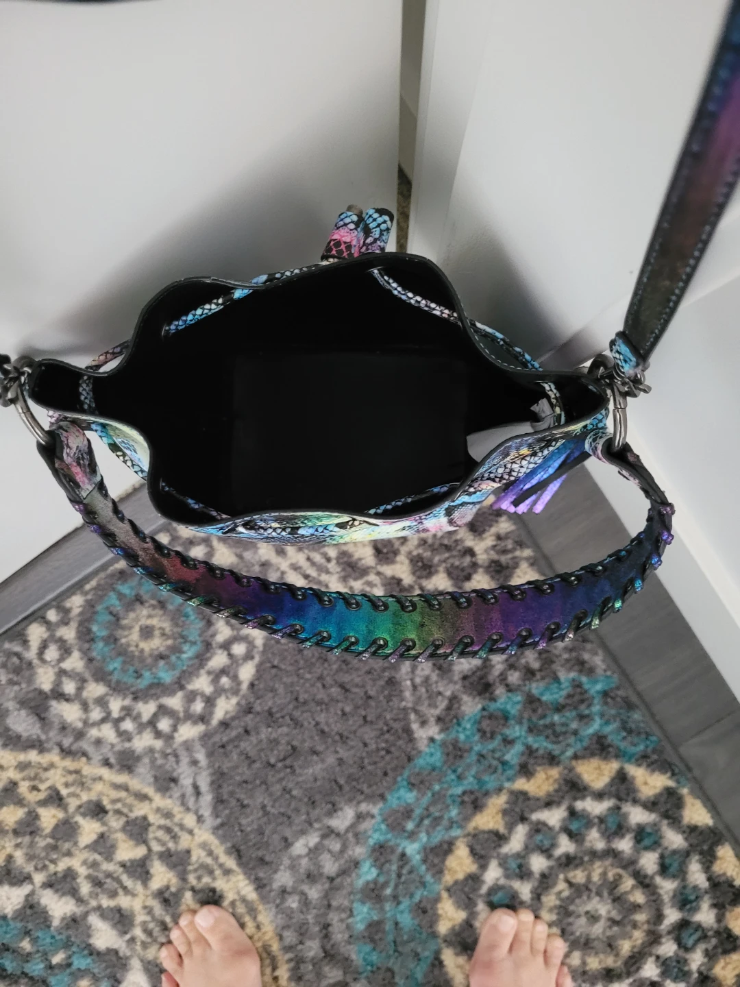 Aldo Multicolor Snake Print Bucket Bag - photo 2