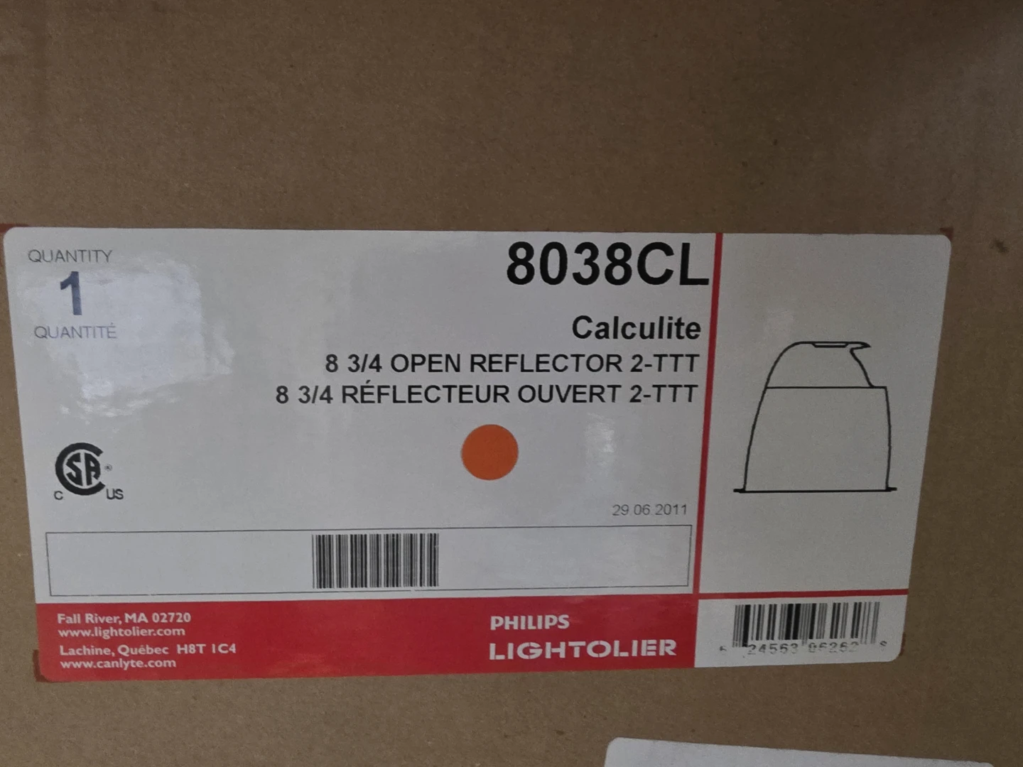 Philips Lightolier 8038CL Calculite 8 3/4 Open Reflector