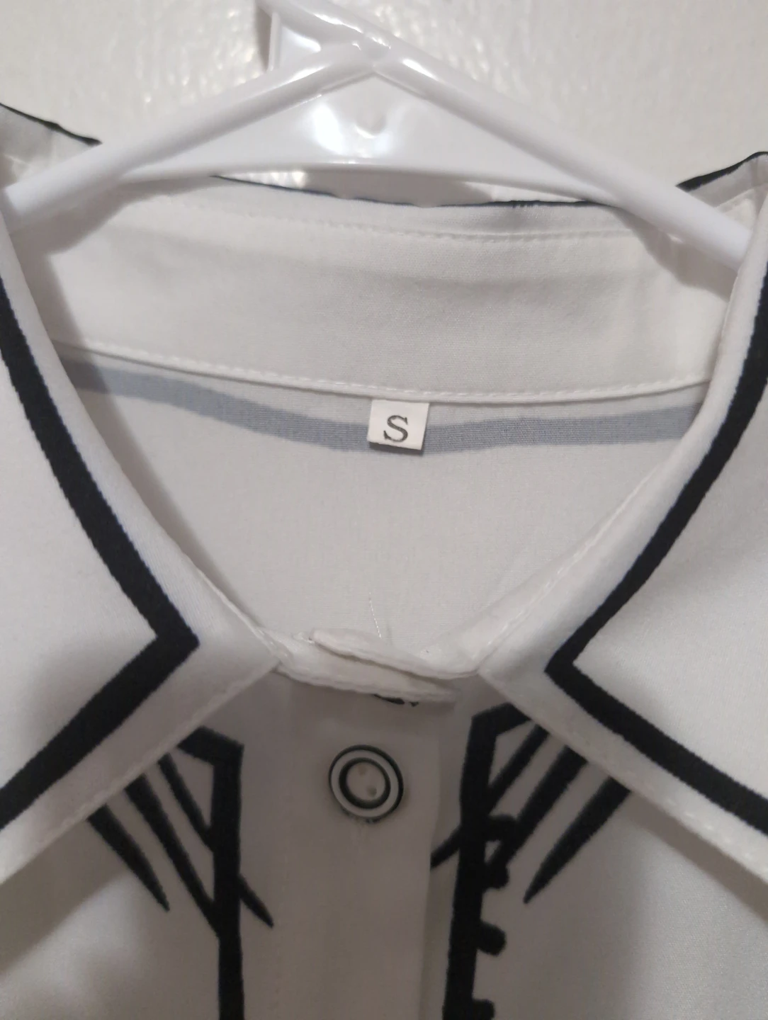 White Cartoon Print Button-Up Shirt - photo 3