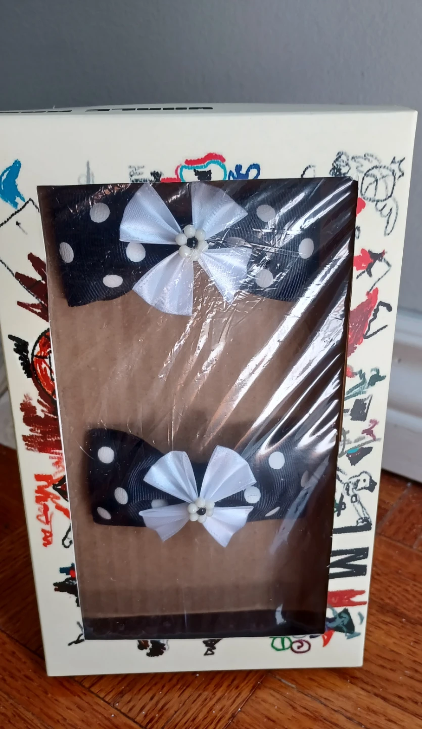 Set of 2 Black and White Polka Dot Hair Bows