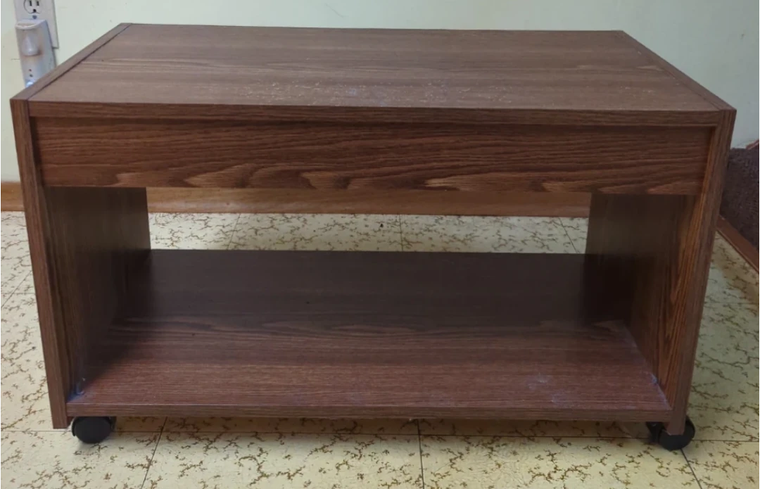 Wooden Side Table with Wheels