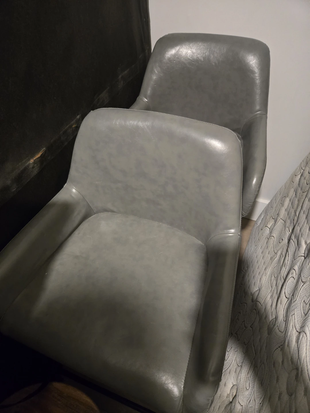 Grey Faux Leather Kitchen Stool (Set of 2)