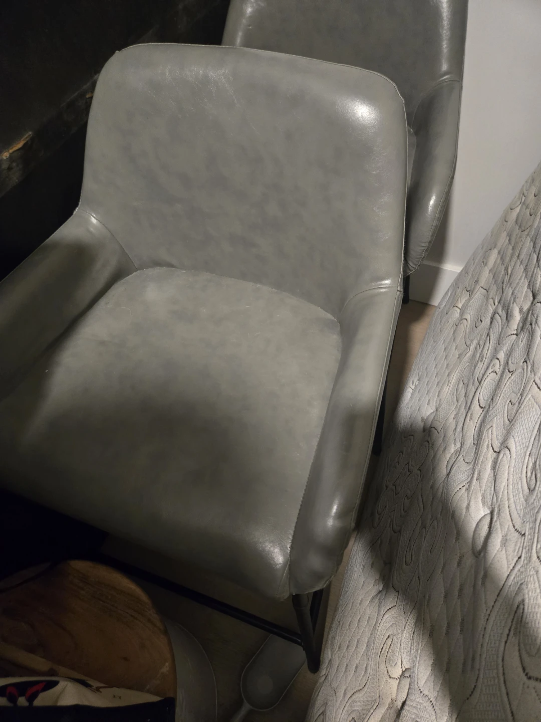 Grey Faux Leather Kitchen Stool (Set of 2) - photo 2