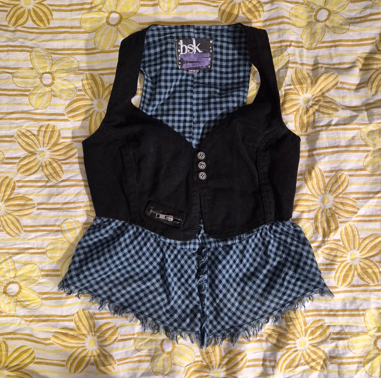 Black and blue punk-inspired vest