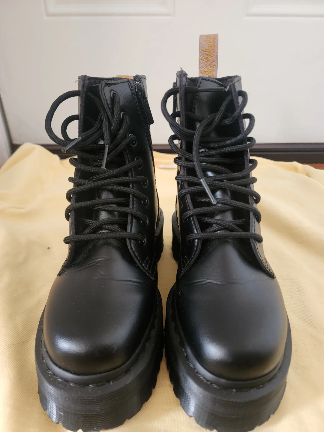 Dr. Martens Black Faux Leather Platform Boots