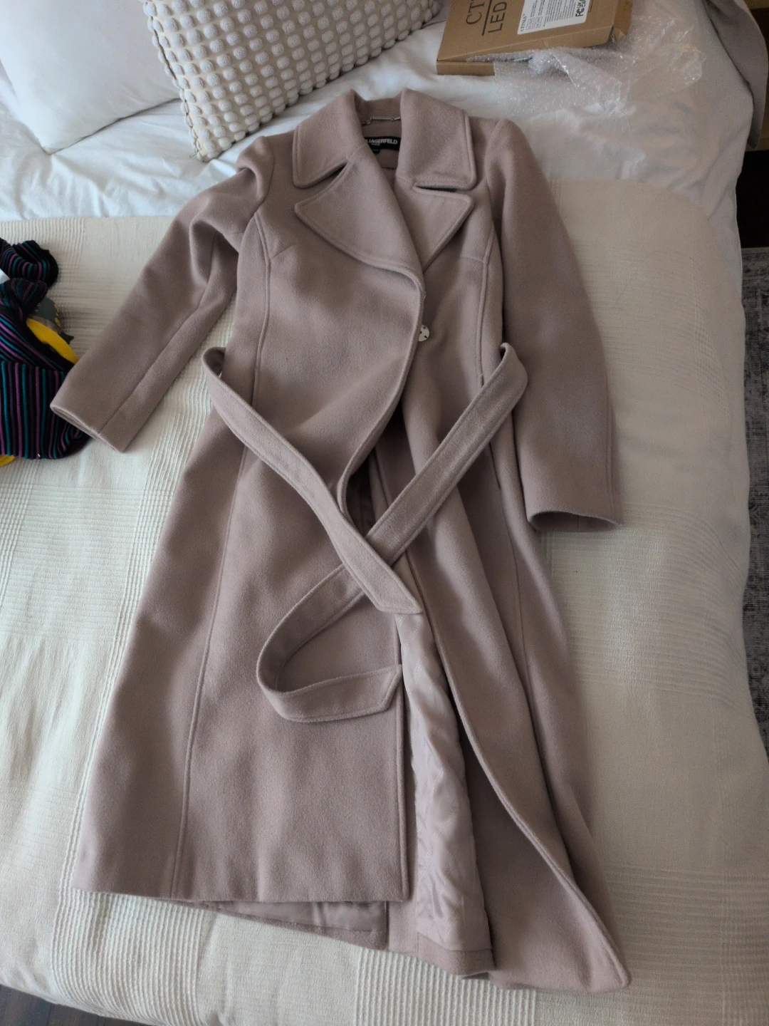 Karl Lagerfeld Paris Wool Blend Belted Coat