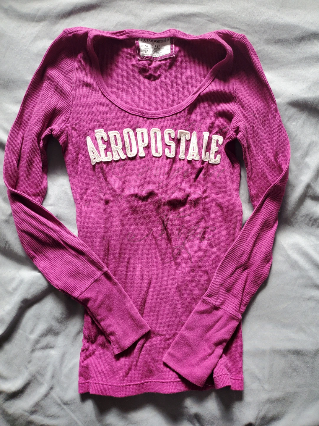 Aeropostale Long Sleeve Thermal Top - Magenta - Size M