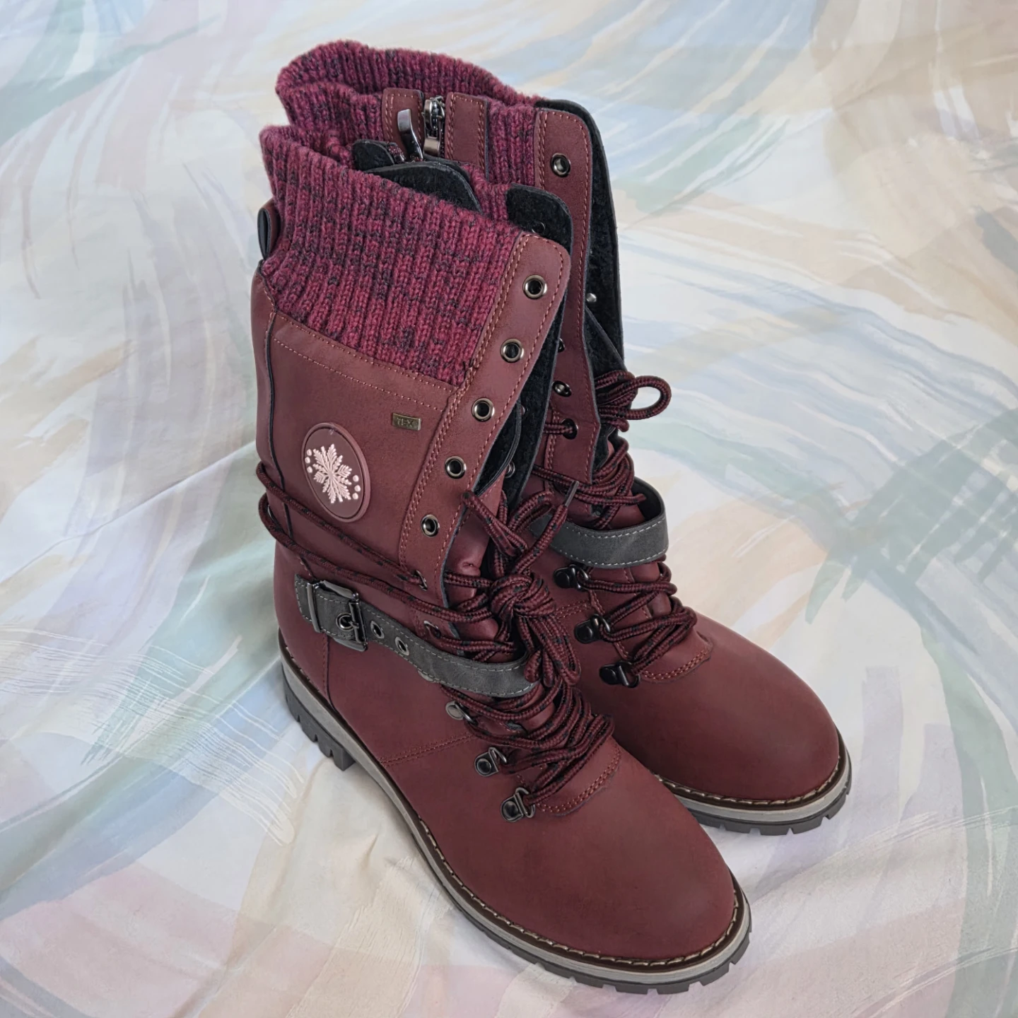 🆕Burgundy Red Winter High Boots - photo 2