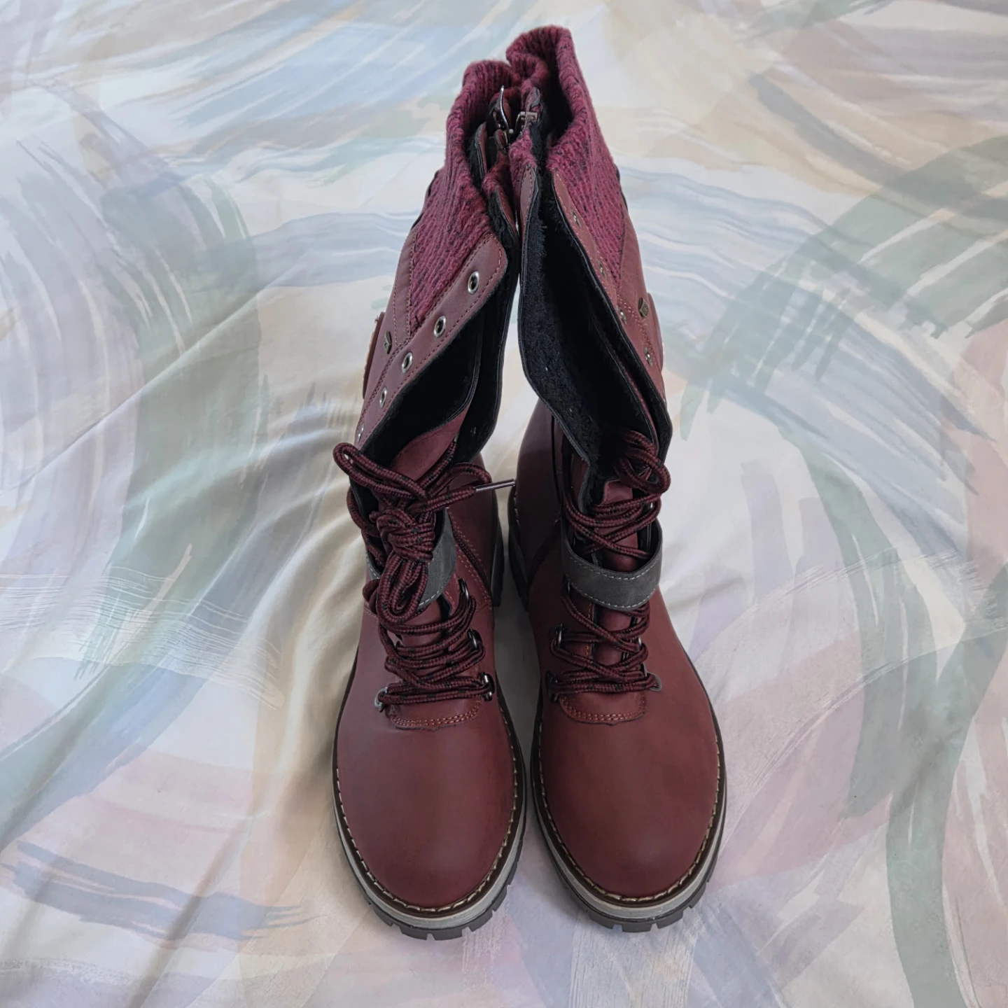 🆕Burgundy Red Winter High Boots - photo 3
