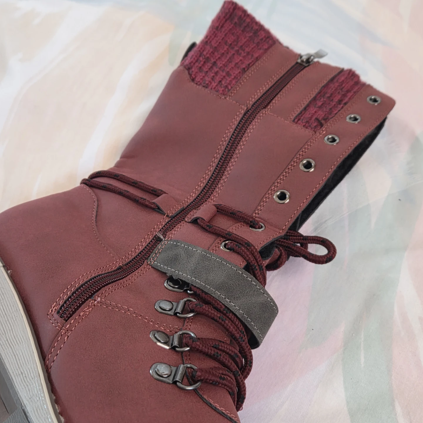 🆕Burgundy Red Winter High Boots - photo 4
