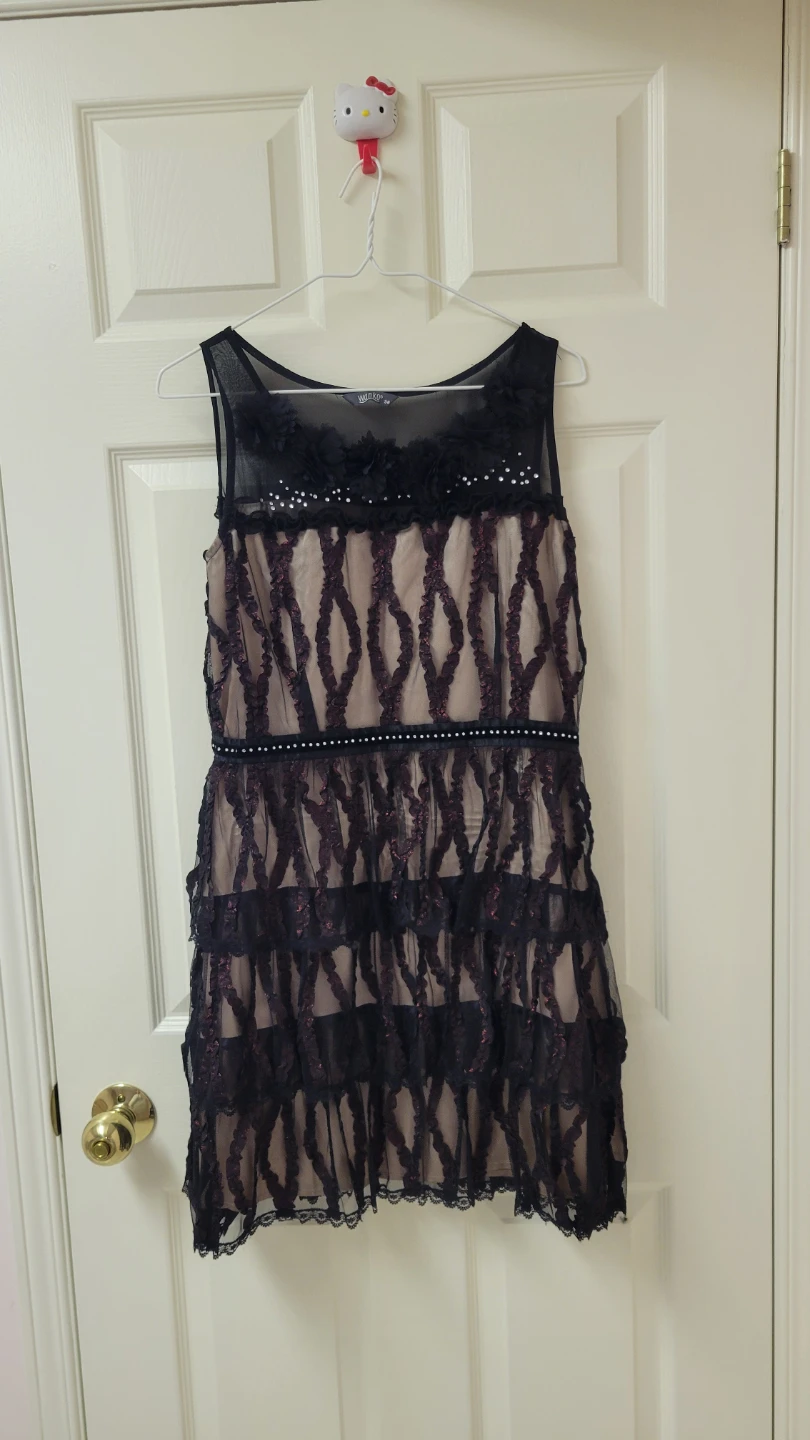 Women's Black Lace Tiered Dress