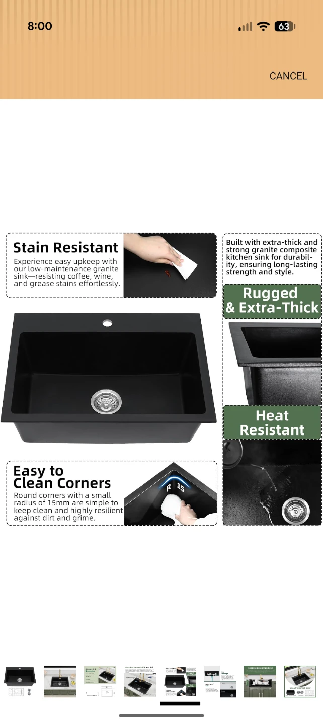 Davivy Granite Composite Kitchen Sink - Black - photo 5