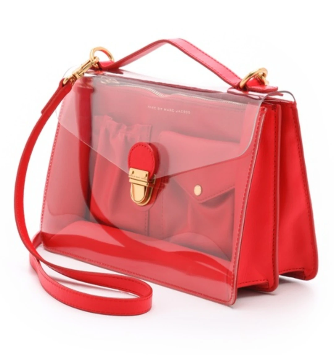 Marc by Marc Jacobs Red Clear Genuine Leather Shoulder Bag